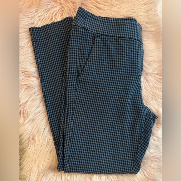 Loft Marisa Blue & Black Checked Pants Size 4 - Picture 1 of 5